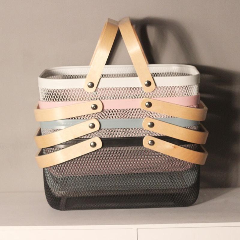 Nordic Storage Basket Bathroom Storage Baskets Kitchen Vegetable Organize Basket with Handle Home Organization Accessories