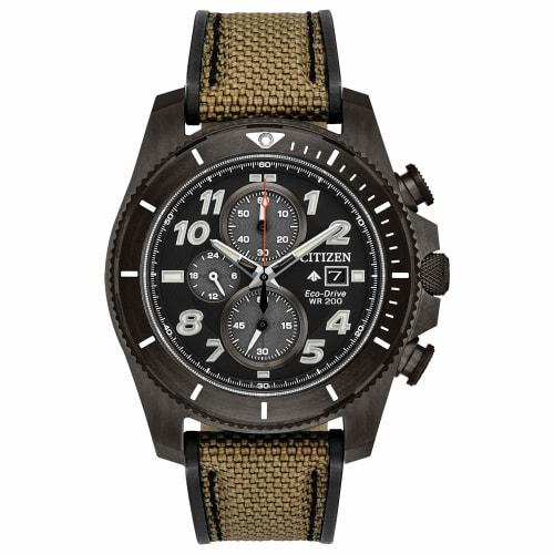 

Citizen CA0727-04E Eco-Drive Promaster Tough Quartz Stainless Steel Watch with Cordura Strap, Beige