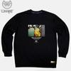 DOLDOL Woops-Mtm-88 Skateboard Cat Oops Character Long Sleeve Sweatshirt