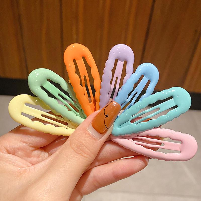 Colorful Teardrop Oval Hair Clips for Women - Stylish Side Bangs & Wavy Hair Accessories