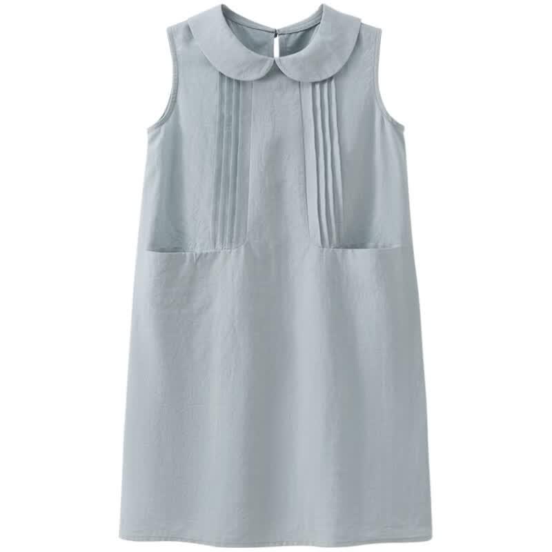 Hacikis Girls' Summer Cool Blue Vest Midi Dress