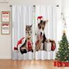 Merry Christmas Elk Red Vintage Print Curtains 100% Polyester Bedroom Living Room Holiday Party Decorative Curtains 2pcs