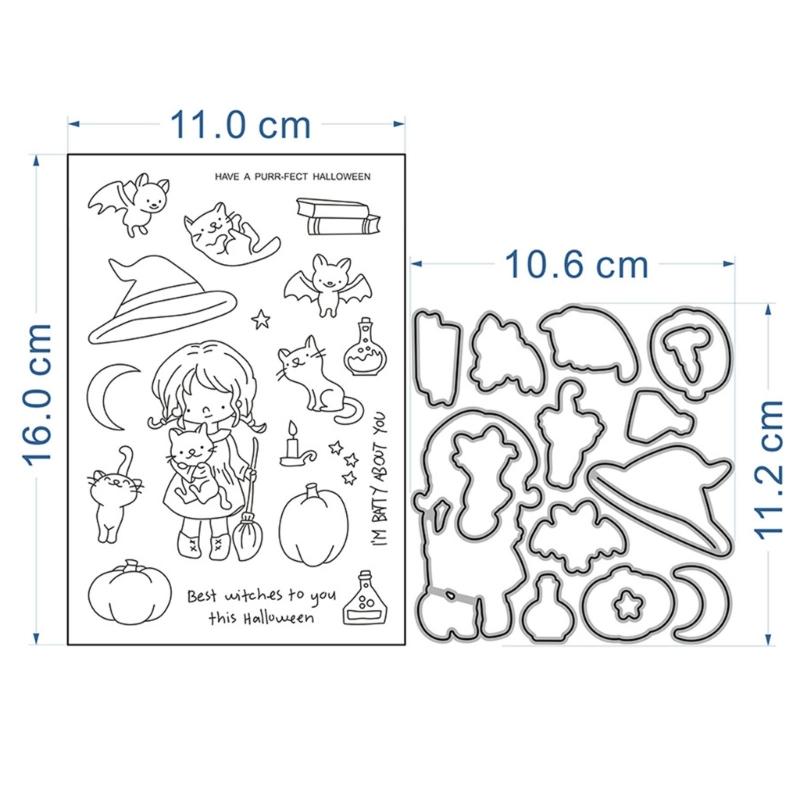 Halloween Embossing Die Cuts Clear Silicone Stamper for Card Making DIY Scrapbooking Craft, Embossing Cutting Dies Stamp