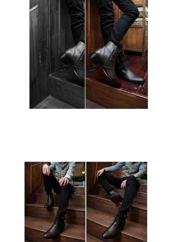 Men's Winter Plus Velvet Short Suede Boots – Korean Style, Trendy British High-Top with Inner Height Increase and Pointed Toe Design.