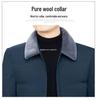 Men's Middle-Aged Warm Down Jacket with Detachable Fur Collar and Fleece Lining