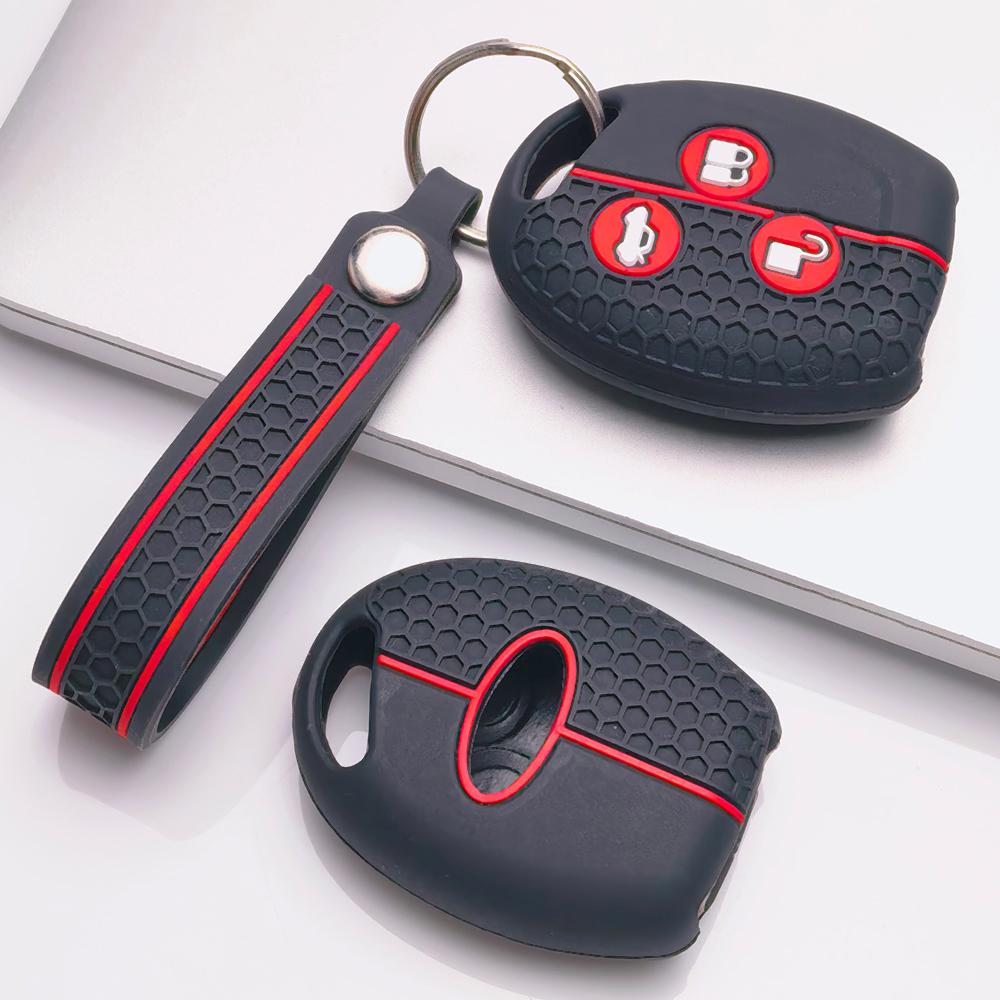 Key Holder Cover for Ford Focus C-Max Mondeo Fiesta MK3 MK4 MK5 MK7 with Keychain Anti-Scratch Surface Shockproof Structure Soft Grip Texture