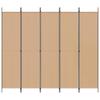 5 Piece Room Divider Beige 250 X 220 Cm Fabric