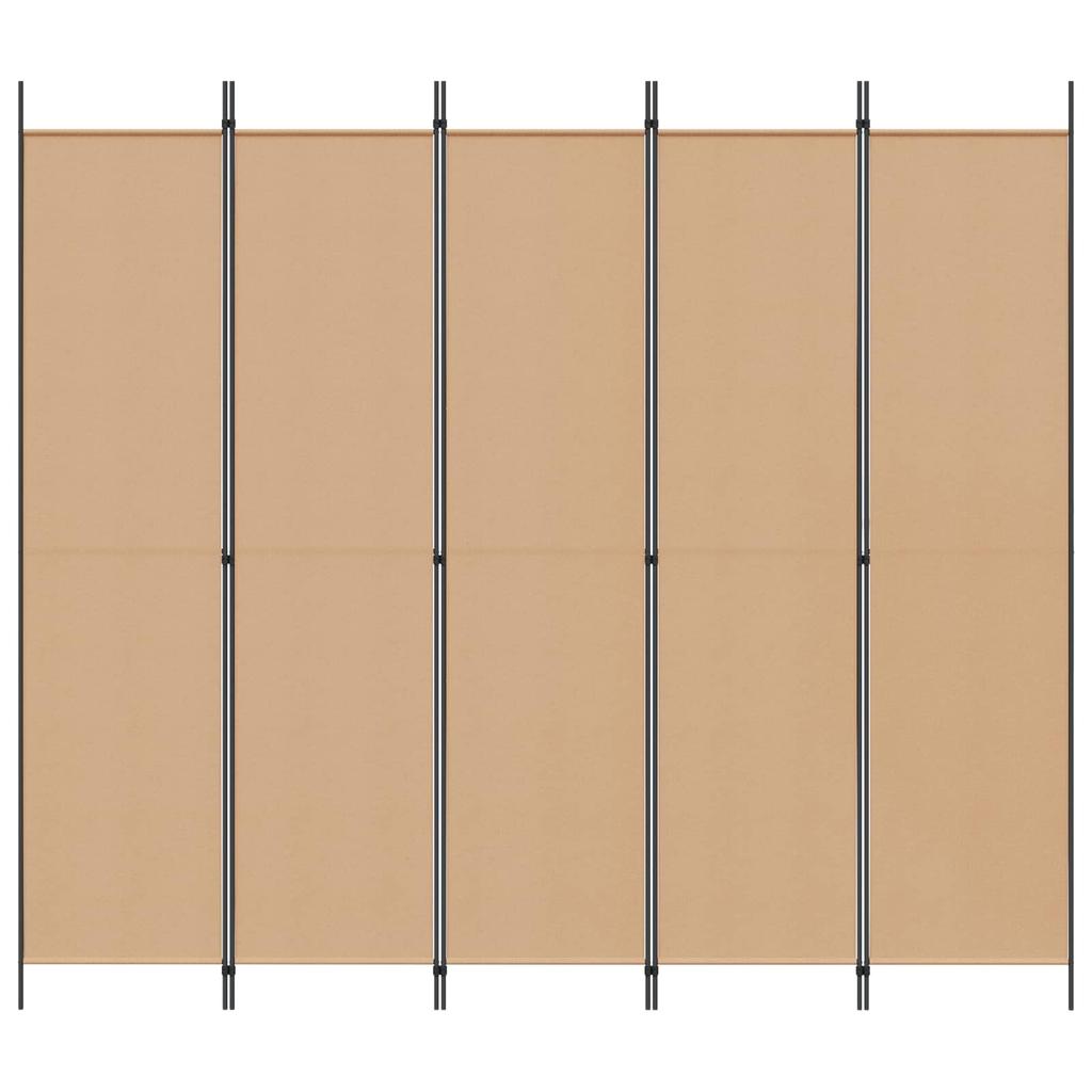 5 Piece Room Divider Beige 250 X 220 Cm Fabric