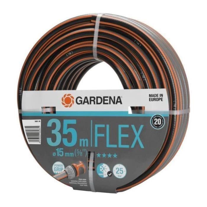 GARDENA Tuyau d'arrosage Comfort FLEX – Longueur 35m – Ø15mm – Anti-nœud et indéformable – Garantie 20 ans