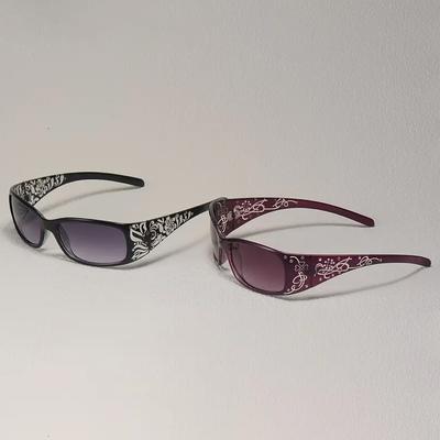 2PCS Lunettes de soleil pour femmes à motif classique vintage Y2K Adaptées pour le voyage, les vacances, la décoration