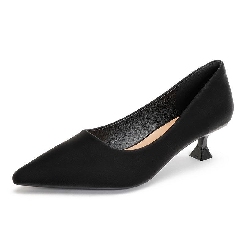 Temperament Professional Women's Shoes Black Work Shoes 2025 New Middle Heel Pointed Single Shoes Red High Heels Women's Stiletto