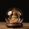Božské sochy z cypřišového dřeva: Guan Yu, Mazu, Guanyin, Buddha s osvětleným skleněným krytem pro požehnání & bohoslužebnou dekoraci