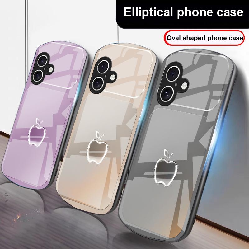 Metallic Gray Texture For iPhone 17 16 15 14 13 Plus 12 Mini 11 Pro Max XR Xs Max X 7 8 6S 22 20 Elliptical Glass Phone Case