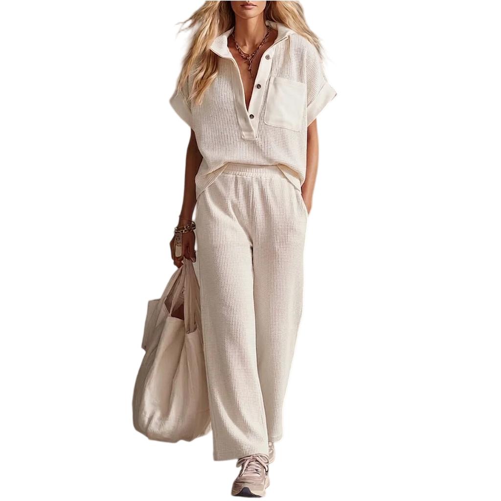 Short Sleeved Fashionable Casual Pants Two-piece Set