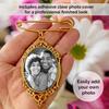 Gold Wedding Bouquet Photo Charm Pin for Bridal Flower Bouquet Memorial