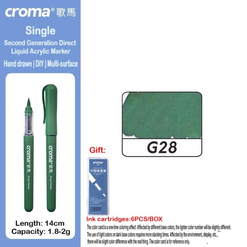 Croma 160/1 Farben Nachfüllbares Direktflüssig-Acrylmarker-Set mit Weicher Spitze, Waschbarer Aquarellpinsel Schulausstattung