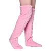 Womens Over Knee Fuzzy Stockings Cable Pattern Furry Fleece Thigh High Long Socks Winter Leg Warmer Slipper Stockings