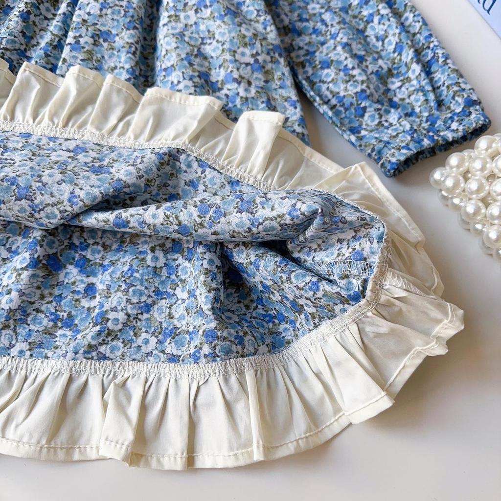 Französisches Blumenkleid für Mädchen - Herbst- & Frühjahrsmode ACB093