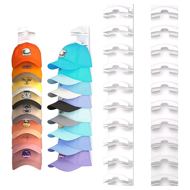 2Pcs Baseball Hat Storage Rack Wall Mounted Hat Rack With Adhesive Hat Organizer Display Stand Strong Cap Hanger Holder
