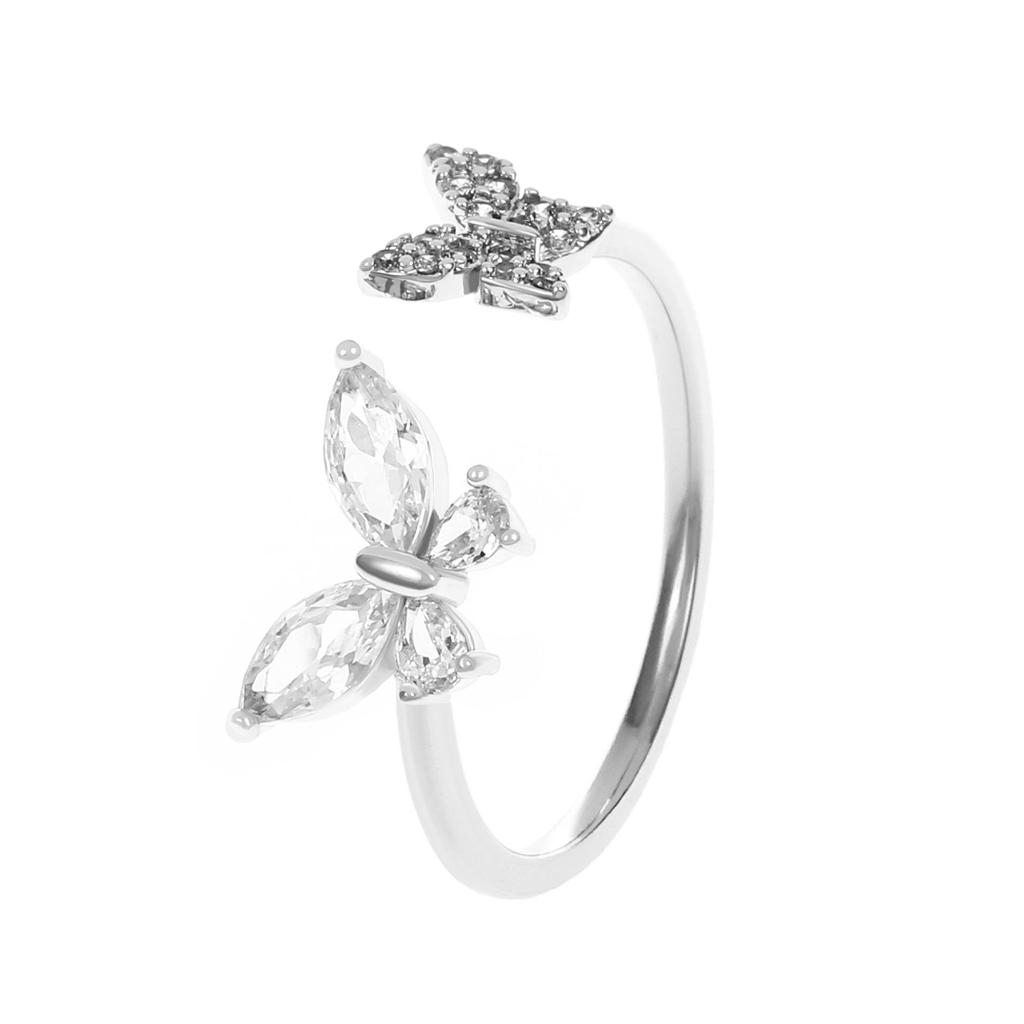 Trendy Luxury Four-Butterfly Diamond Open Ring