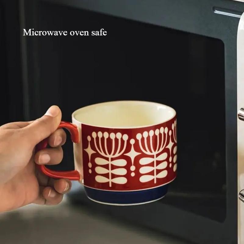 300ml Hrnky na květinový čaj a kávu Sada Retro Keramický Hrnky na mléko a ovesnou kaši Kancelářský Hrnky na vodu s rukojetí Kuchyňské Párty Nápojové nádobí, 1ks