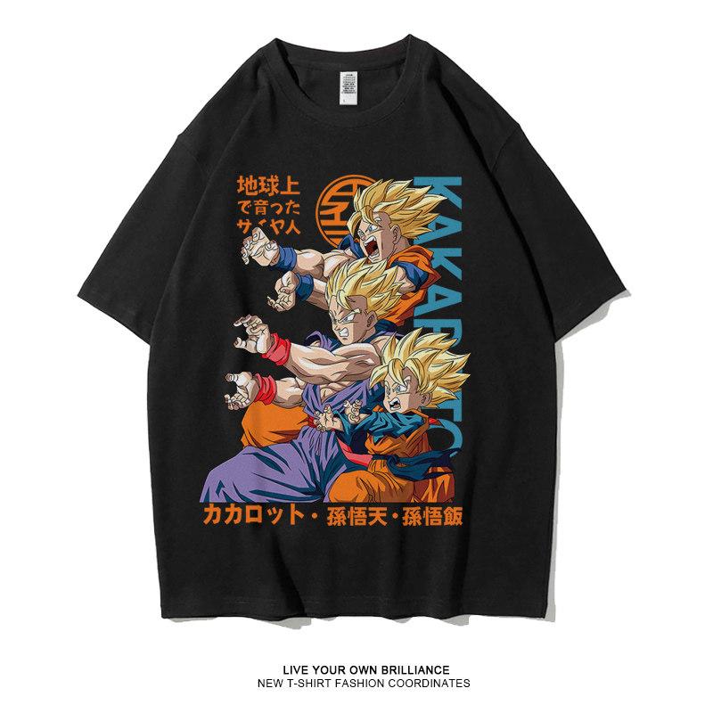 Dragon Ball Tshirt Mens Pure Cotton Casual  Round Neck Tshirt Short Sleeve Clothing Summer Sports Casual Short Sleeve Top