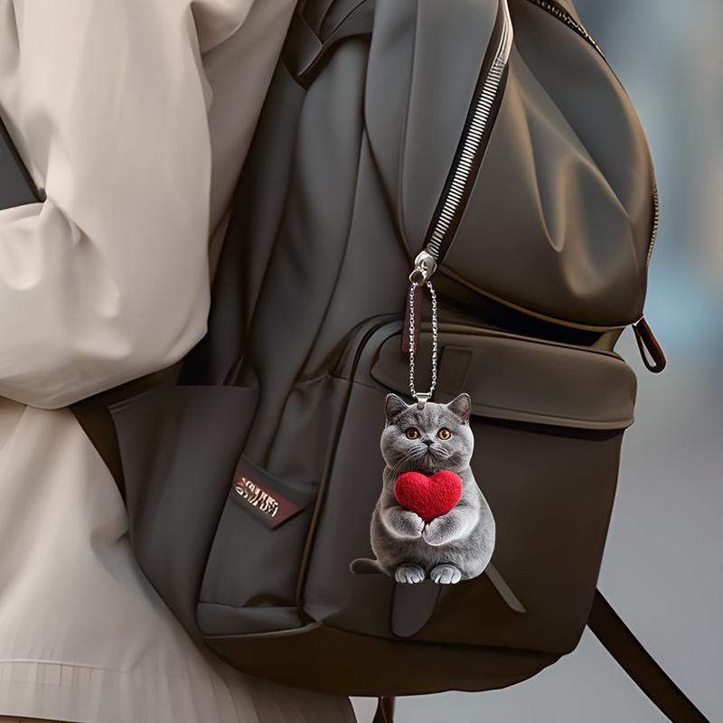 2D Acrylic Car Pendant Cute Cat Acrylic Animal Pendant for Rearview Vehicle Interior Decoration Automotive Trim Road Trip Fun