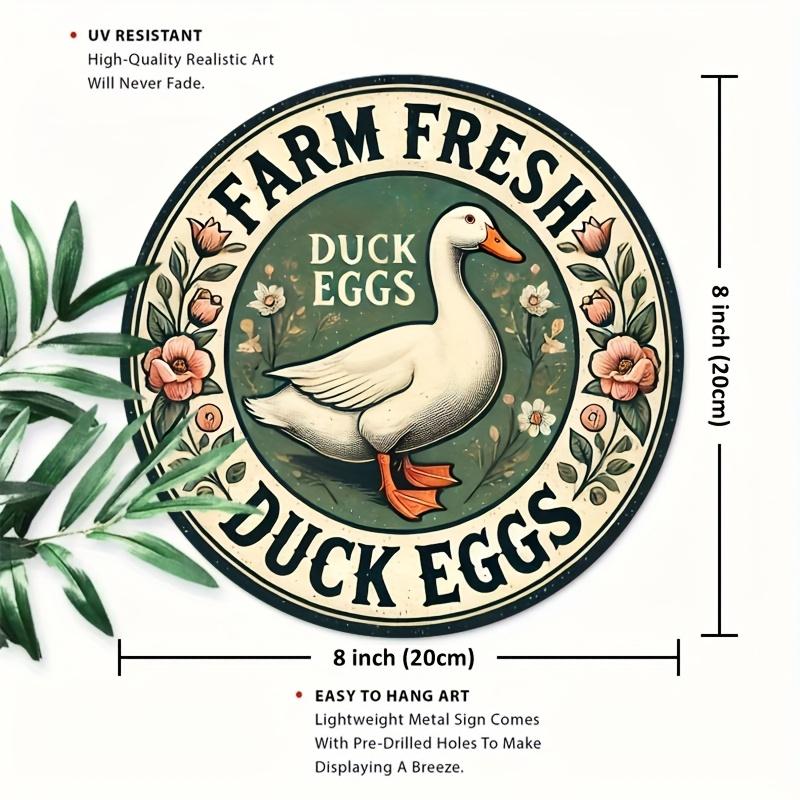 Novelty Farm Fresh Duck Eggs Sign Heavy Duty Aluminum Decor for Home Farm Shop Garden 20x30cm(7.8x11.8inch)