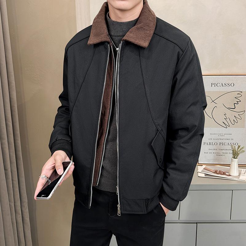 % White Duck Down Fake Two-piece Down Jacket Men's Winter Retro Loose Lapel Jacket Men's