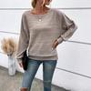 2025 Women's Casual Ribbed Batwing Sleeve Pullover Sweater