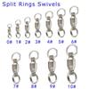 50pcs Ball Bearing Swivels Double Round Split Rings Connectors Fishing Tackle