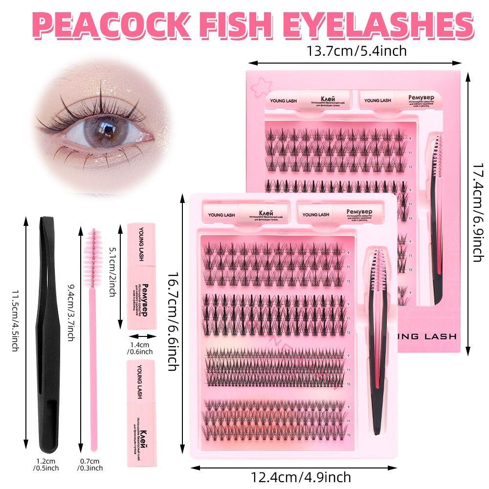 Mixed Length Individual Lash Clusters Soft PBT Material Lash Cluster Kit Home Makeup