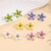 925 Spring And Summer Flower Earrings Female Sweet Girlish Temperament Metal Spray Paint Five-Leaf Flower Stud Earrings