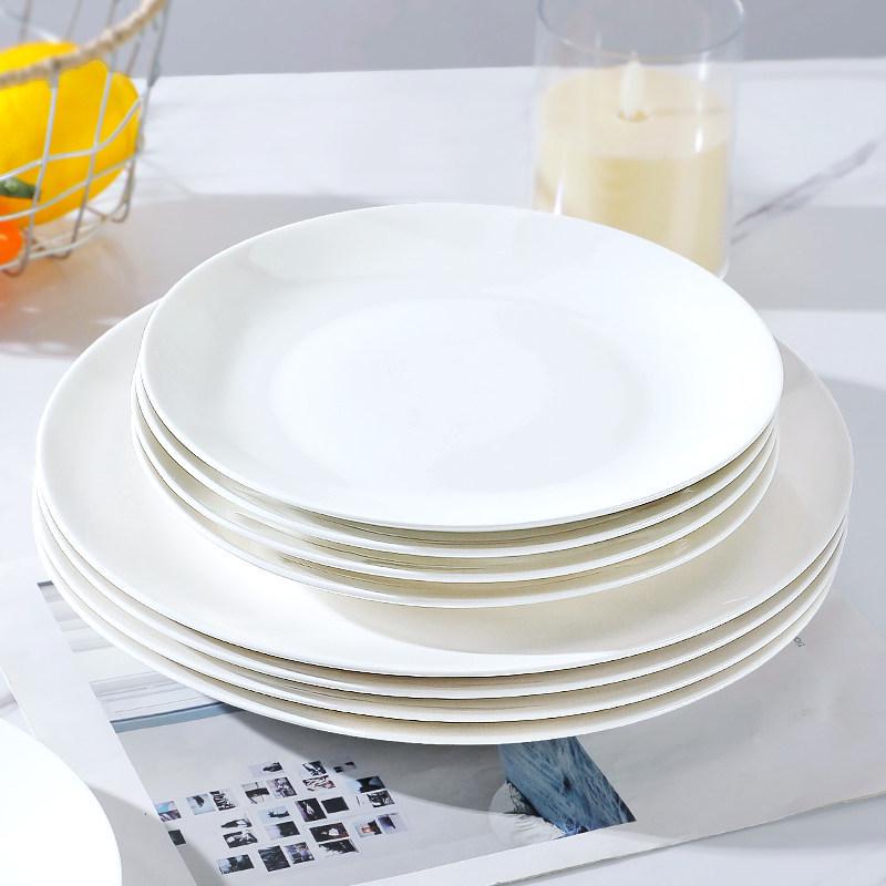 Set of 2 Large 10-Inch Ceramic Dinner Plates - Versatile Flat Plates for Vegetables, Western Cuisine, and Steaks