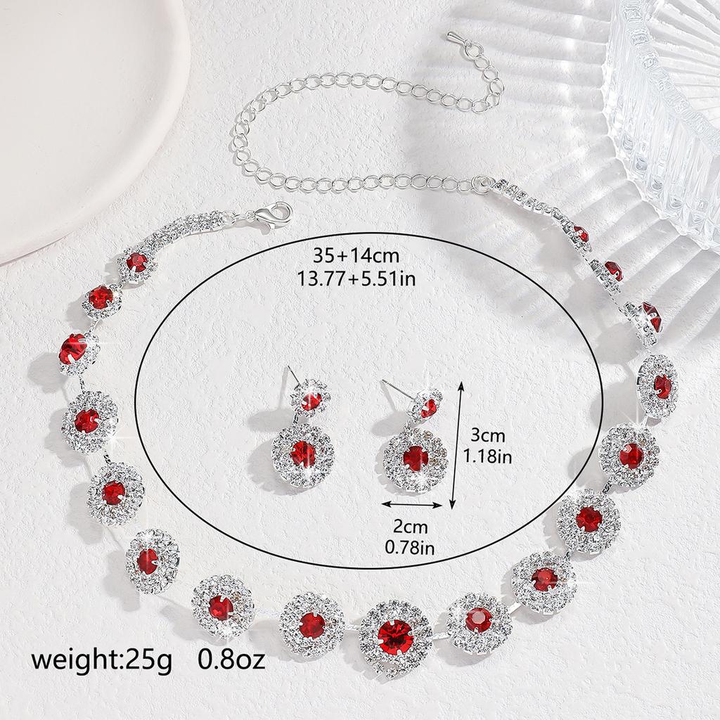 3PS Wedding Seasons Luxury Full Diamond Women's Earrings Necklace Zircon Set Wedding Dress Neck Accessories Women's Dress