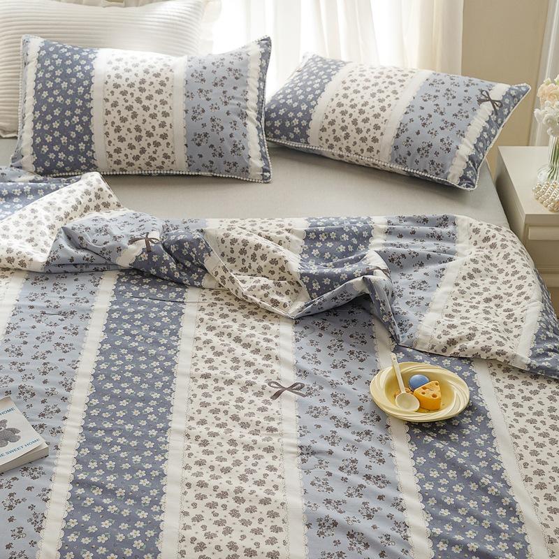 Cuvertură dublă cu aer condiționat, din bumbac, pentru copii, cu desene animate, set de patru piese, cuvertură din fibră de soia.