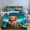 Cozy Bear Family Outdoors Night Exquisite Three-Piece Bedding Set Gift For Kids And Adults