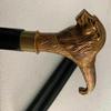 Antique Brass Sliver Lion Head Handle Victorian Wooden Walking Stick Cane