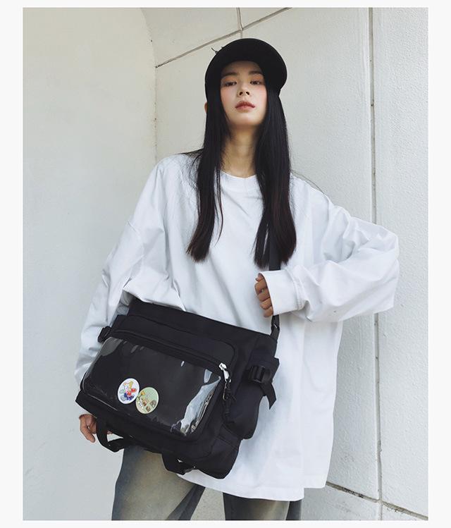 Korean-Style Versatile Messenger Backpack: Trendy Large-Capacity Crossbody for College Students