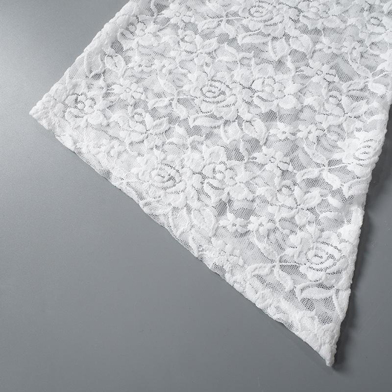 Fashion Design Mesh Stitching Lace Micro-permeable Culottes Women