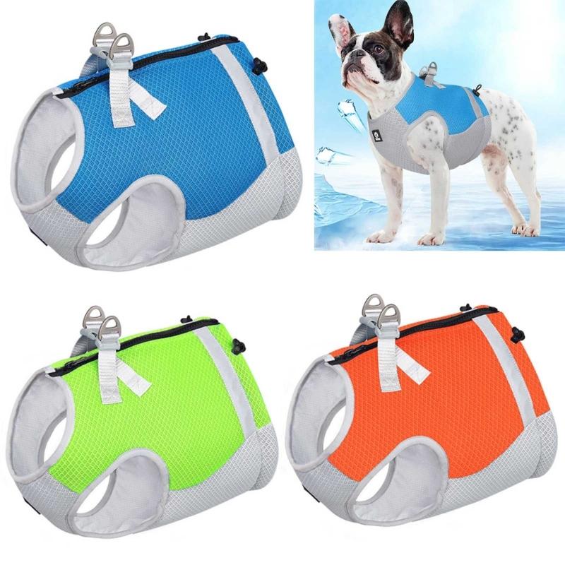 Ubranka chłodzące dla psa Kamizelka chłodząca dla psa na lato Kamizelka dla szczeniaka Szelki Szybkoschnące ubranka dla zwierząt z paskiem odblaskowym Akcesoria dla zwierząt