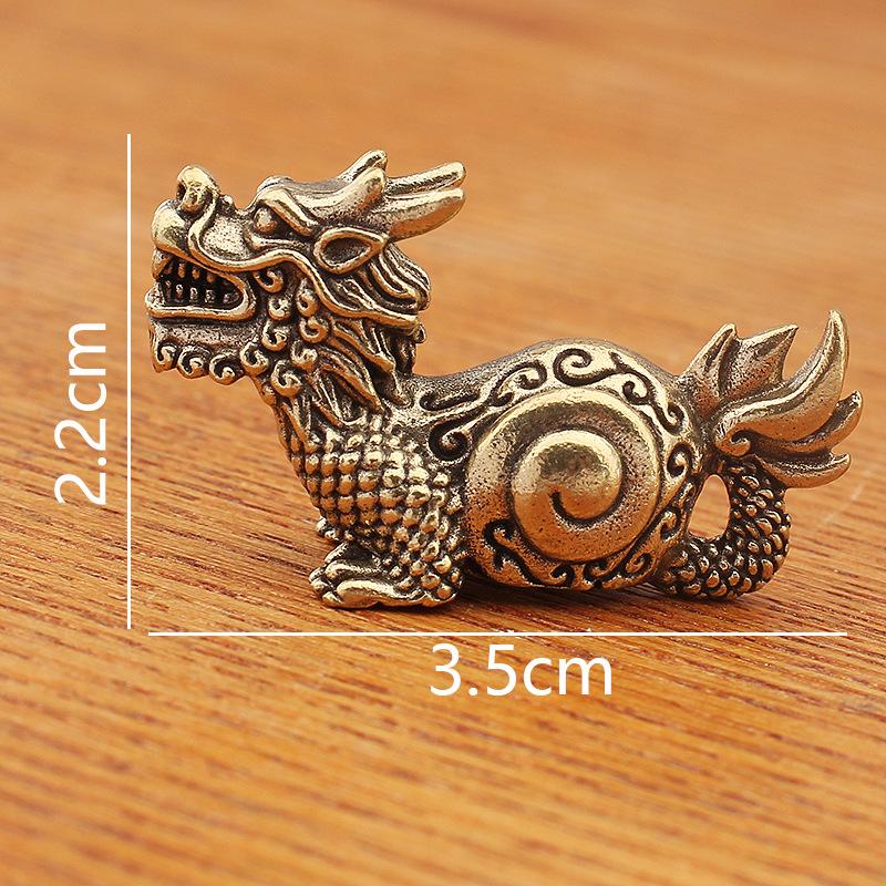 Devět synů draka - Vintage doplňky z masivní mosazi a závěsné ozdoby, Yazi a Taotie stolní dekorace a hračky, mosazné řemeslné výrobky