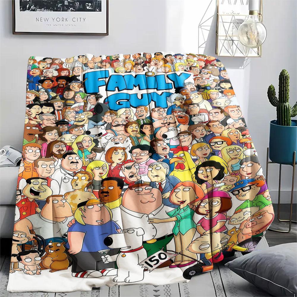 Family Guy Poster Printed Flannel Blanket, soft throw for bedroom sofa, washable, fan merchandise, great gift.