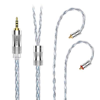 NICEHCK Earphone Audio OFC MMCX Metal Upgrade DIY Earphone Improved Sound Quality C8s-3 8-Core Cable, High-Purity Silver-Plated Copper, 2.5mm Plug,