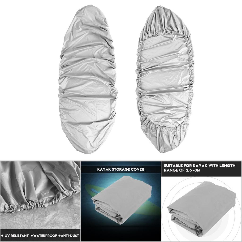 3.5m Waterproof UV Sun Protection Storage Dust Cover for 2.6 3m Kayak Boat Canoe(Gray)