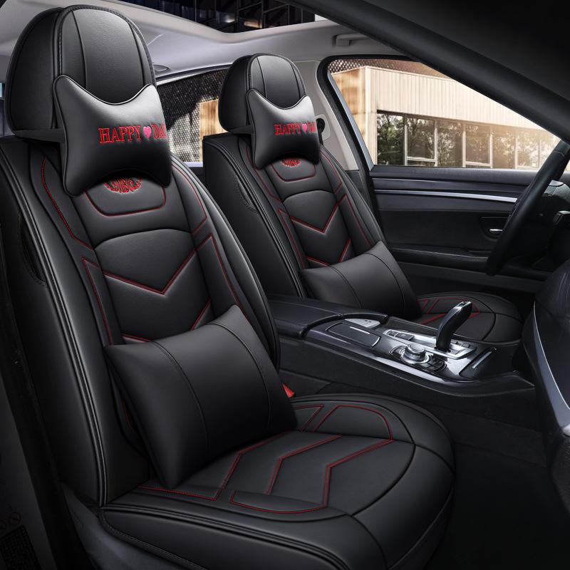 

Нове розкішне оновлене повне переднє сидіння зі шкіри PU Водонепроникне міцне дихаюче універсальне захисне переднє сидіння (Тільки один чохол на сидіння) None червоний/чорний