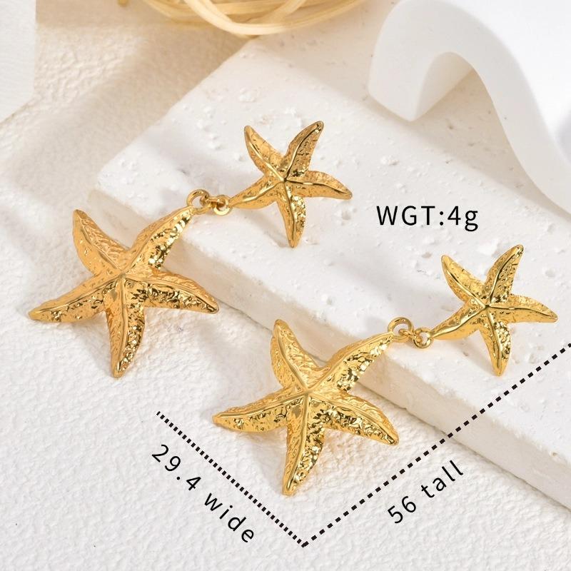 Starfish Stainless Steel Earrings Light Luxury High Sense Retro Simple Jellyfish Exaggerated Earrings Women