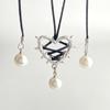 Exaggeration Vintage Elegant Trendy Metal Heart Necklace Ribbon Pearl Pendant Clavicle Chain For Women  Jewelry
