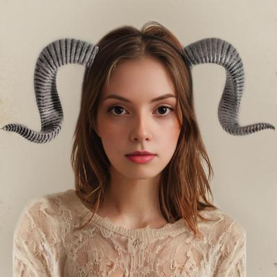 Goat Horn Headband Gothic Devil Horns Hair Hoop Halloween Dress Up Hair Accessories for Halloween Party Cosplay Events