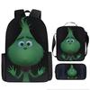 Green Hair Monster Grinch School Bag Campus 12345th and 6th Grade Backpack Lightweight Weight Loss Computer Bag Three-piece Set